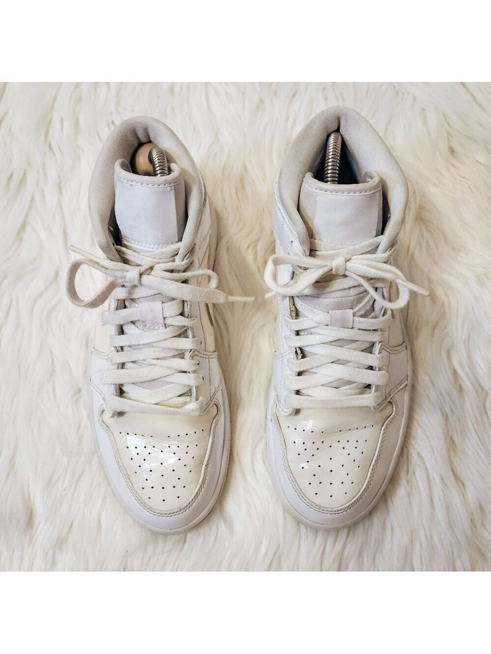 Nike Air Jordan 1 Patent Leather White Sneakers Size 7 - Picture 5 of 12